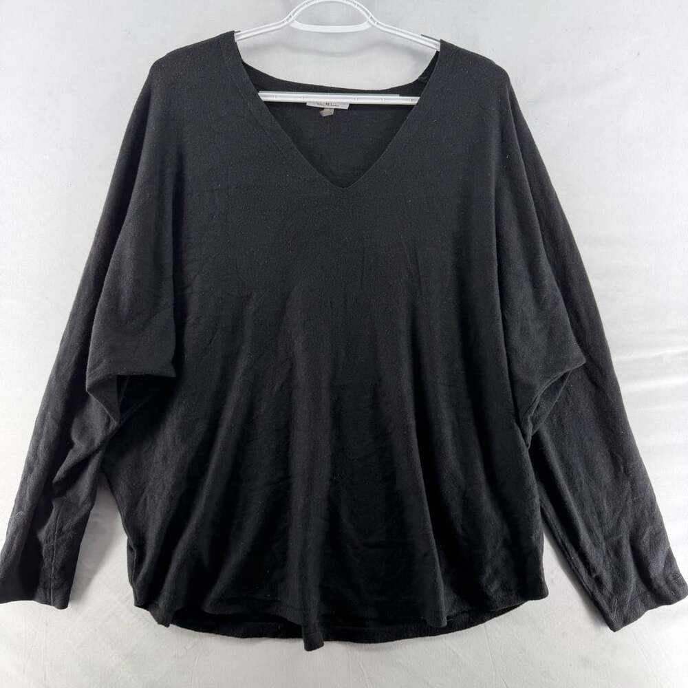 1644 Vila Milano Sweater Size 1X Black V Neck Batwing
